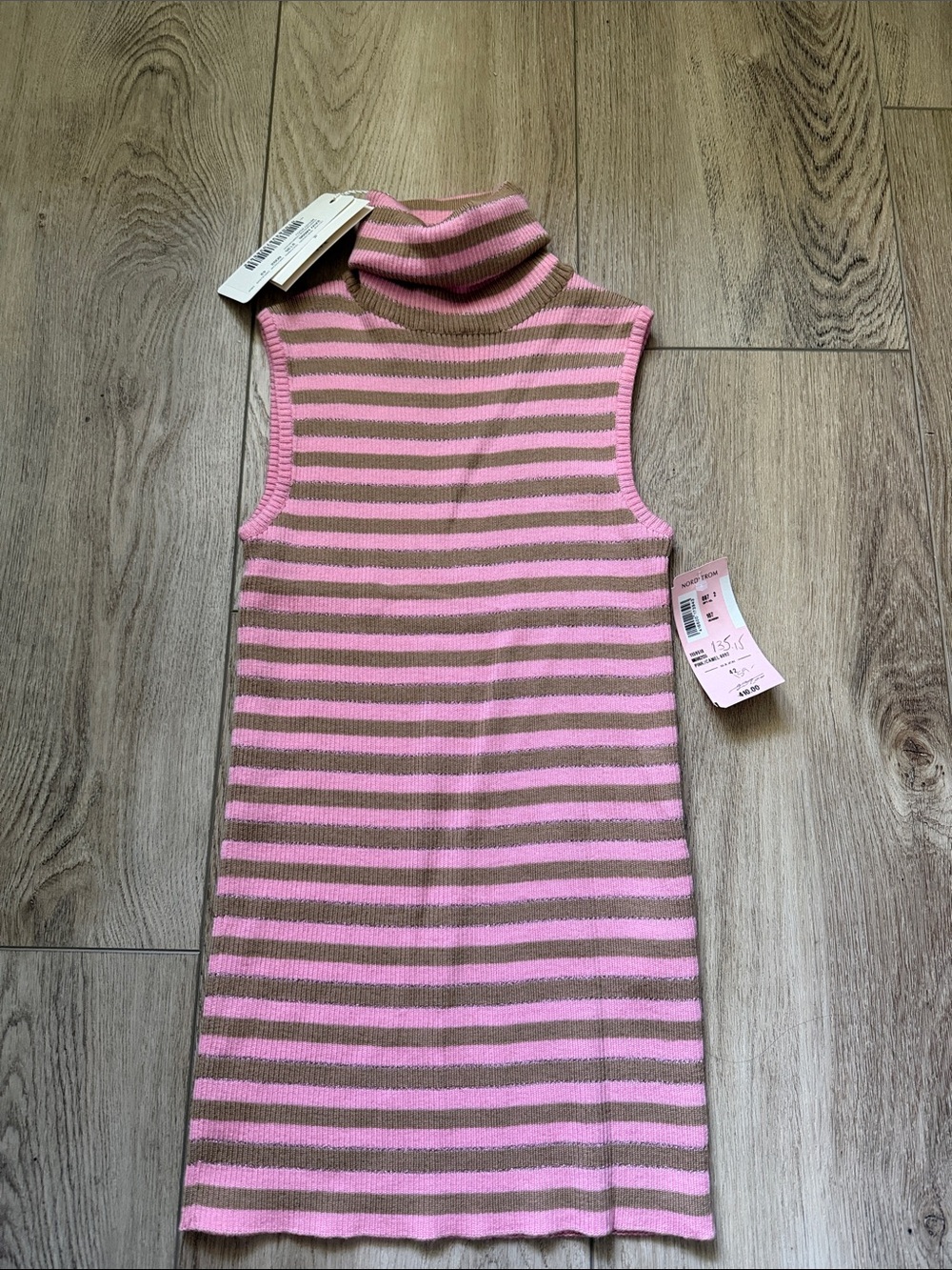 Dolce & Gabbana Pink and Brown Striped Turtleneck Knit